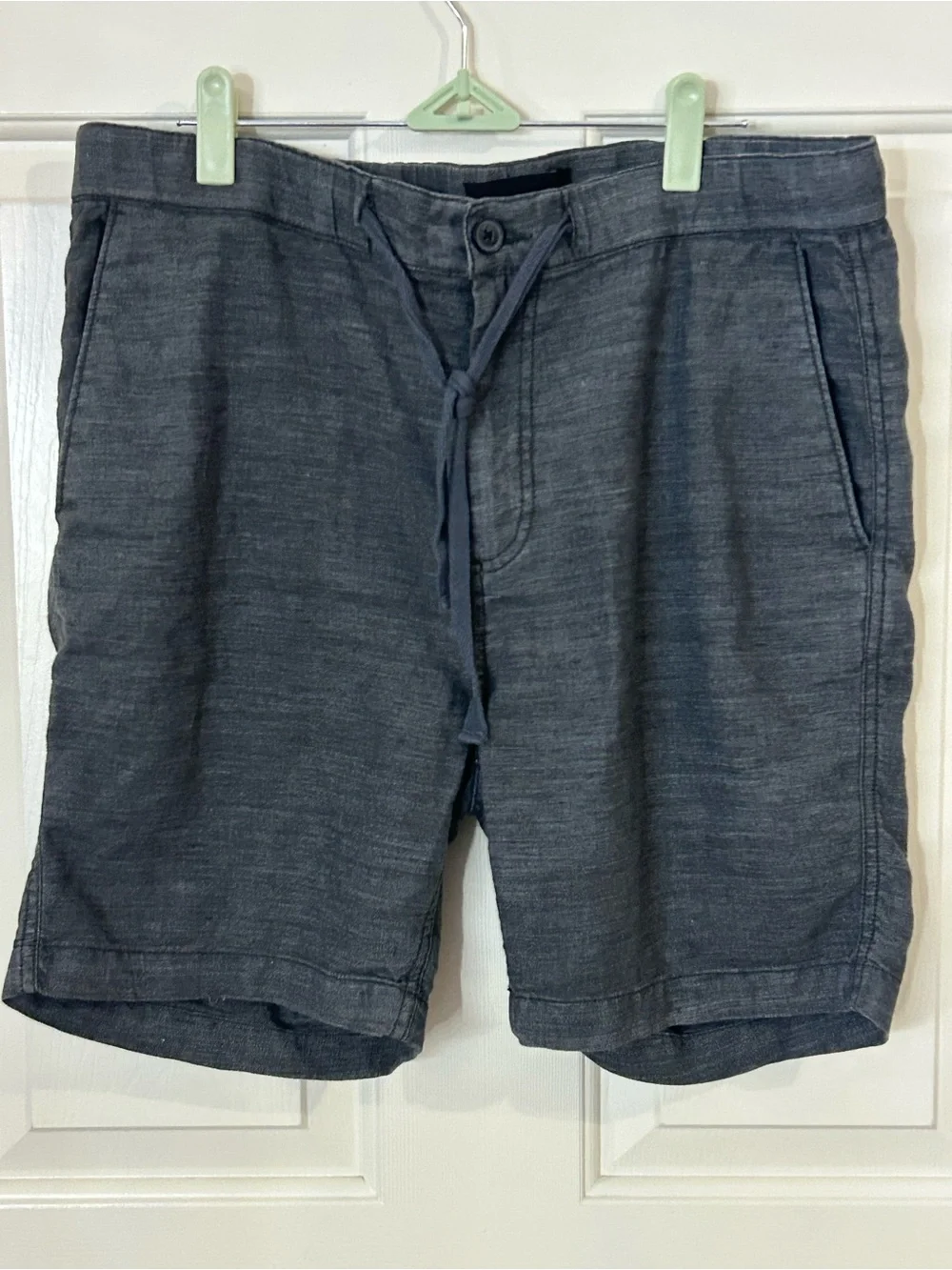 John Varvatos Shorts Mens 33 7" Inseam Dark Gray Chino Linen Blend Drawstring - Picture 2 of 9